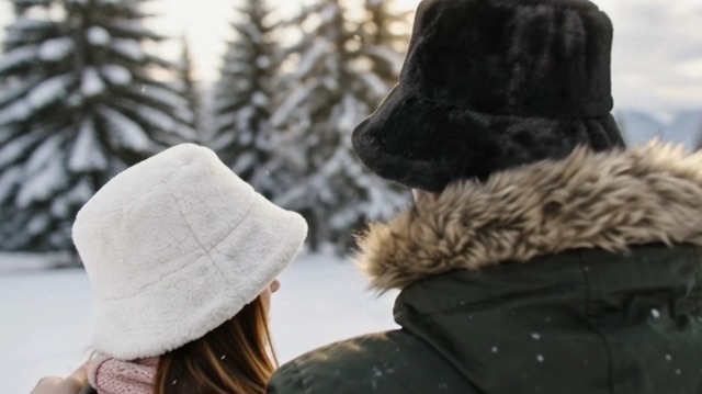 BFONS Faux Fur Winter Bucket Hat for Women Men Fuzzy Warm Hat